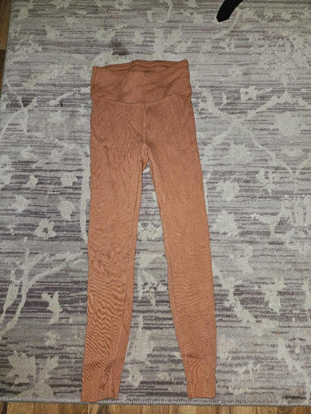 High-Waist Ribbed Leggings — Rust Orange Pact Small